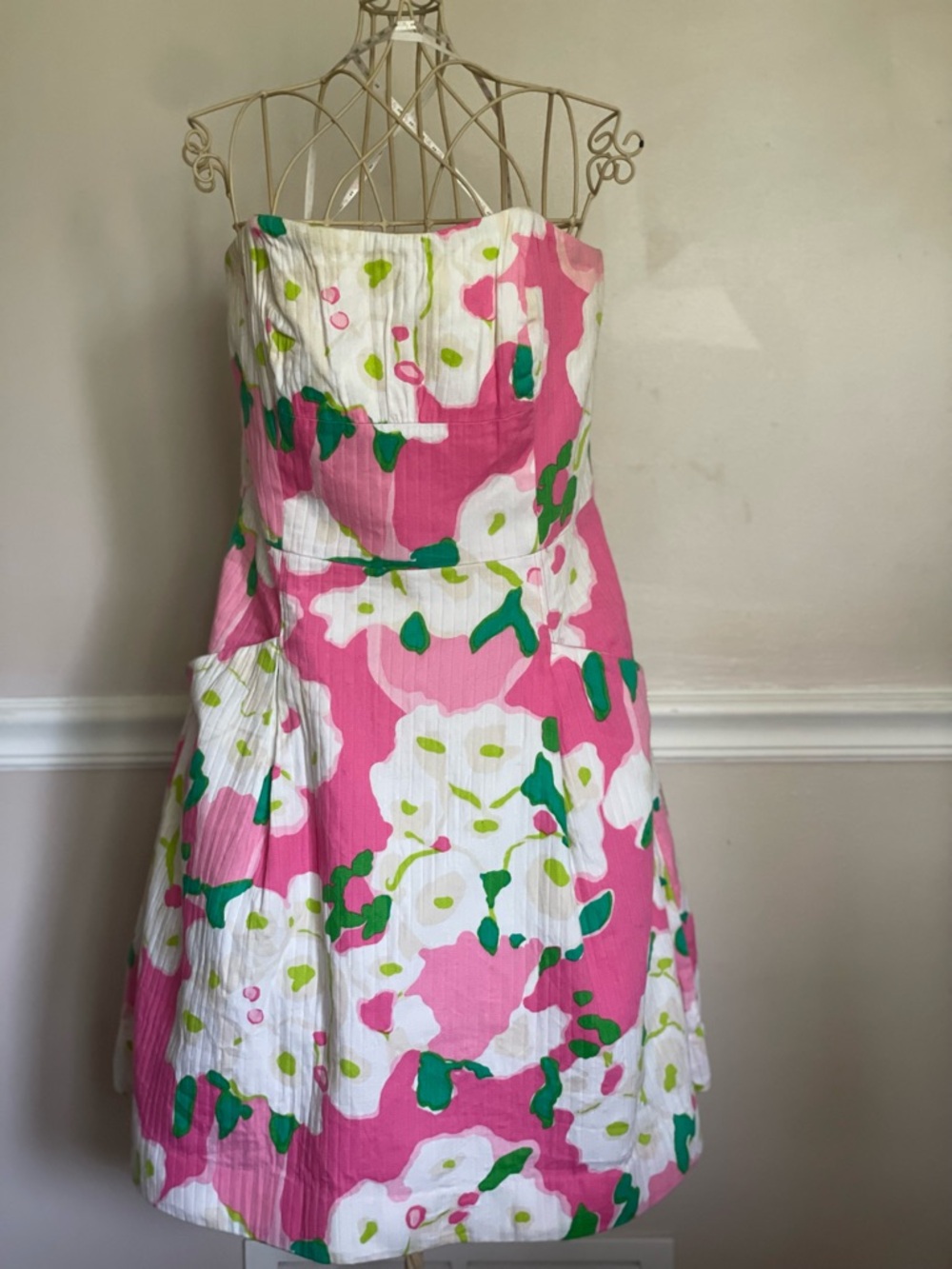 Lilly Pulitzer Strapless Pink Floral Sundress Size 6 Very Kentucky Derby!